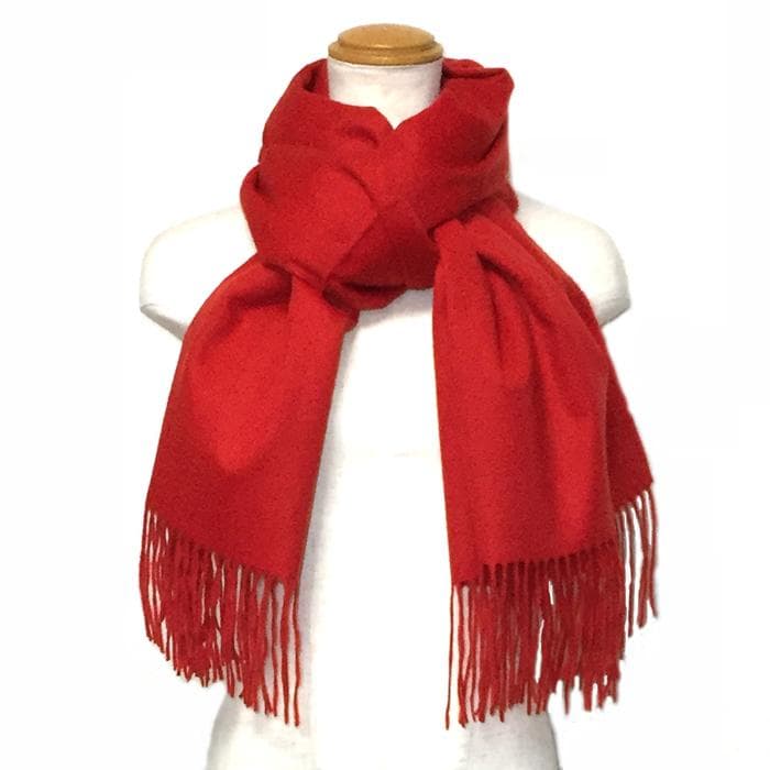 ラスト1枚値下70㎝×200超大判 100% カシミヤストールマフラーRED新品