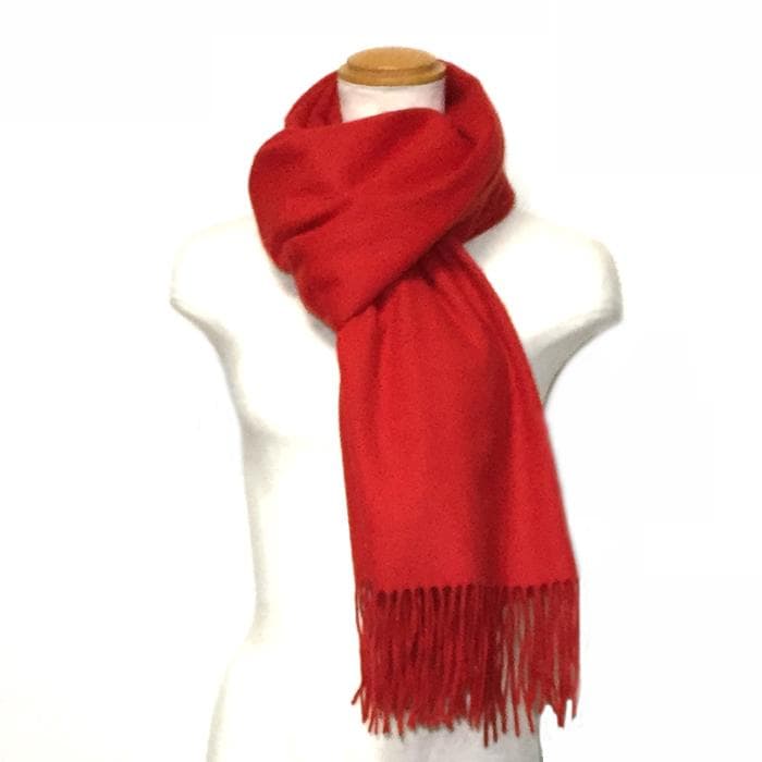 ラスト1枚値下70㎝×200超大判 100% カシミヤストールマフラーRED新品