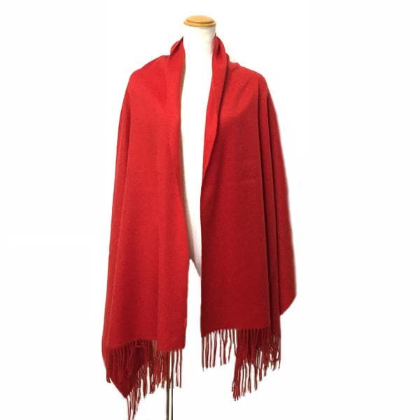 ラスト1枚値下70㎝×200超大判 100% カシミヤストールマフラーRED新品