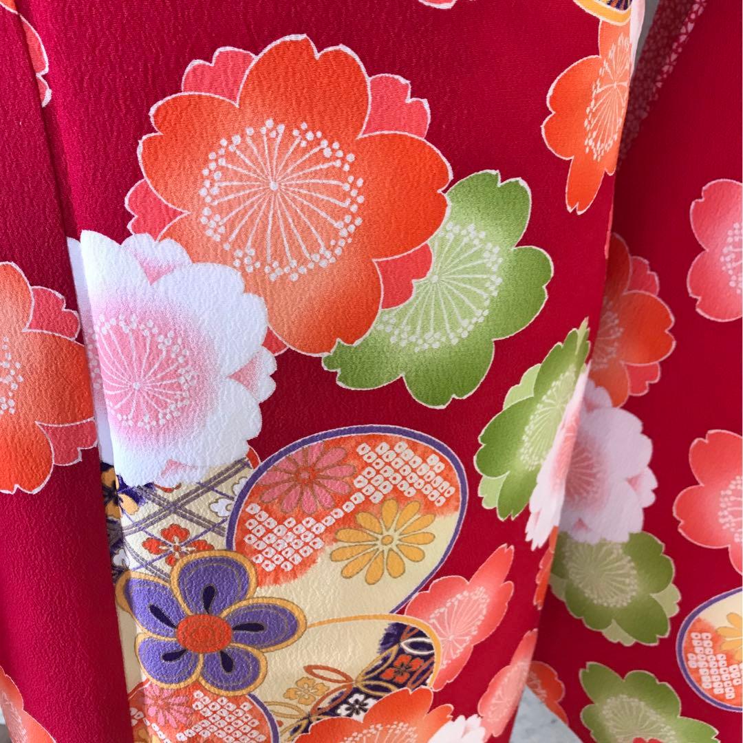 【乙葉】化繊　二尺袖　振袖　花柄　子供向け