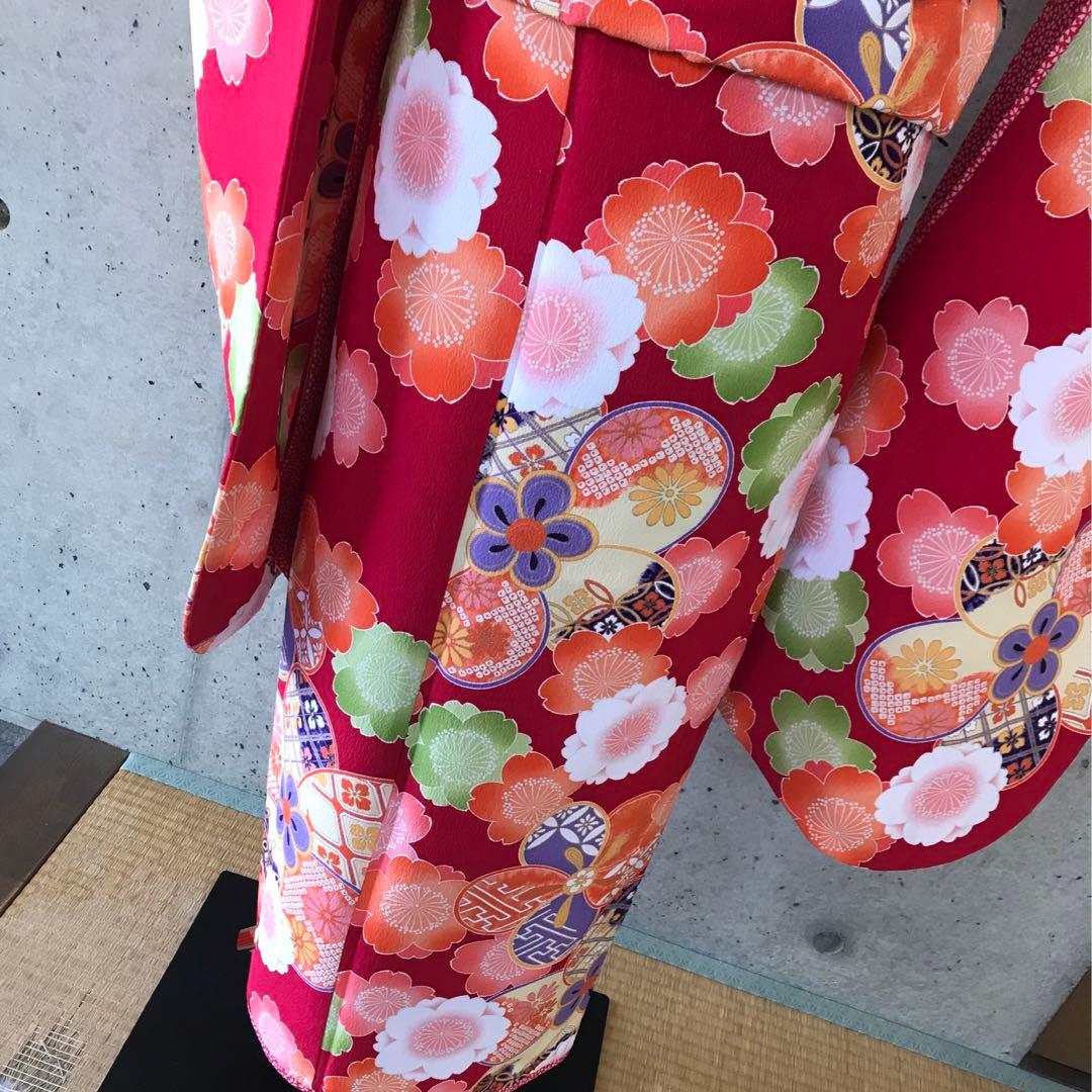 【乙葉】化繊　二尺袖　振袖　花柄　子供向け
