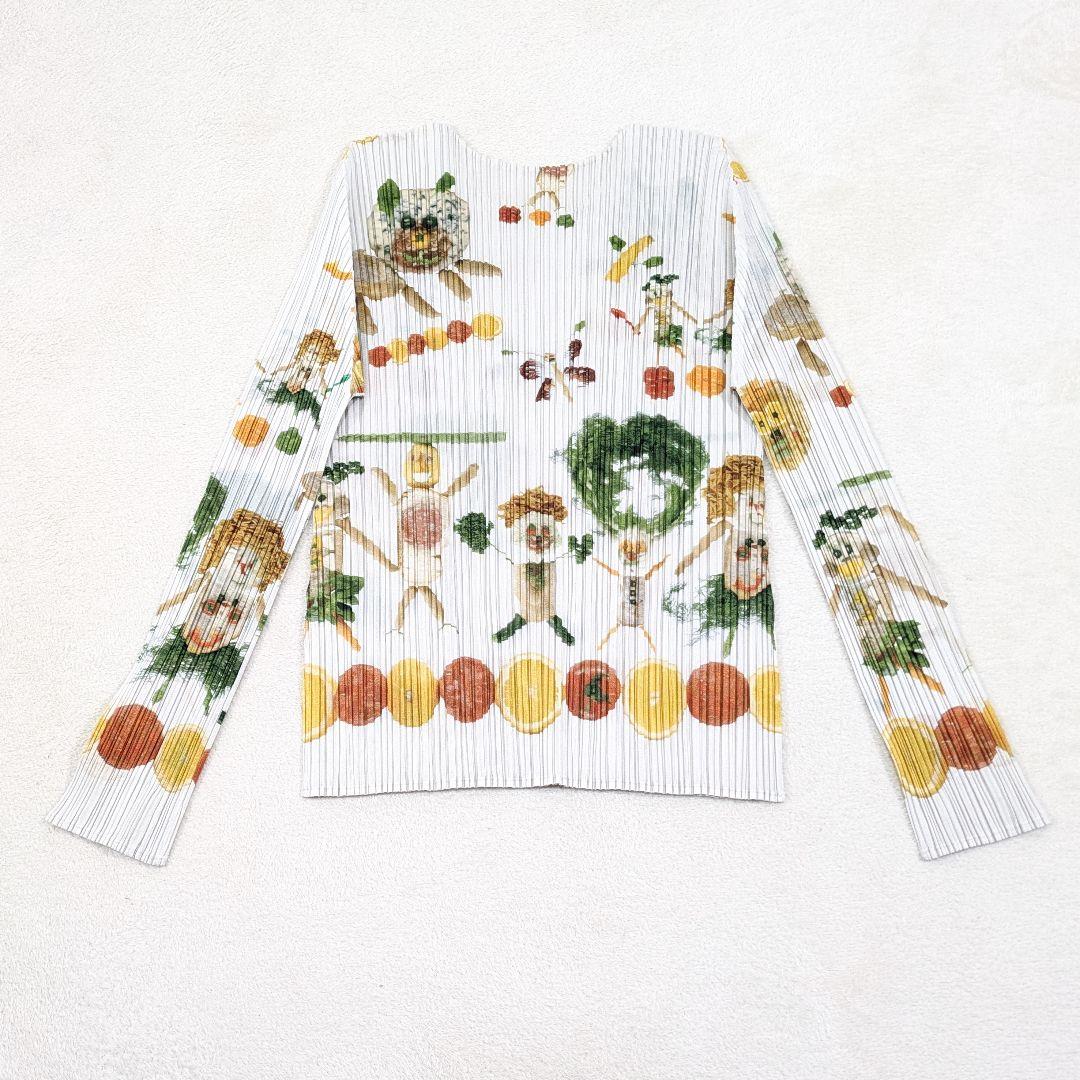希少　プリーツプリーズ　イッセイミヤケ　野菜　動物　カットソー　ブラウス　3
