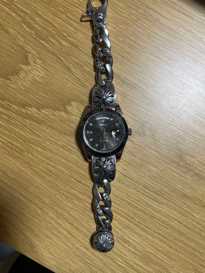 シルバー 花モチーフ ウォレットチェーンブレスレット