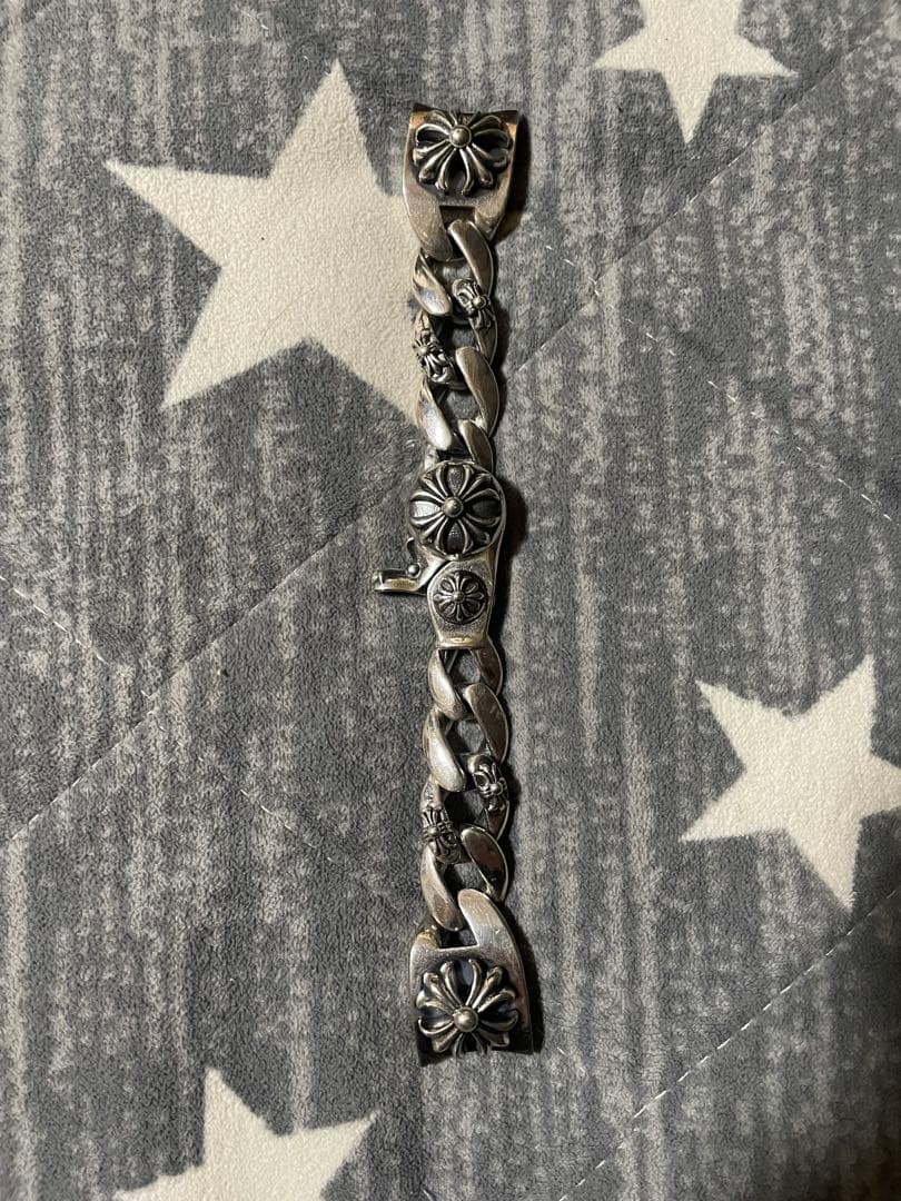 シルバー 花モチーフ ウォレットチェーンブレスレット