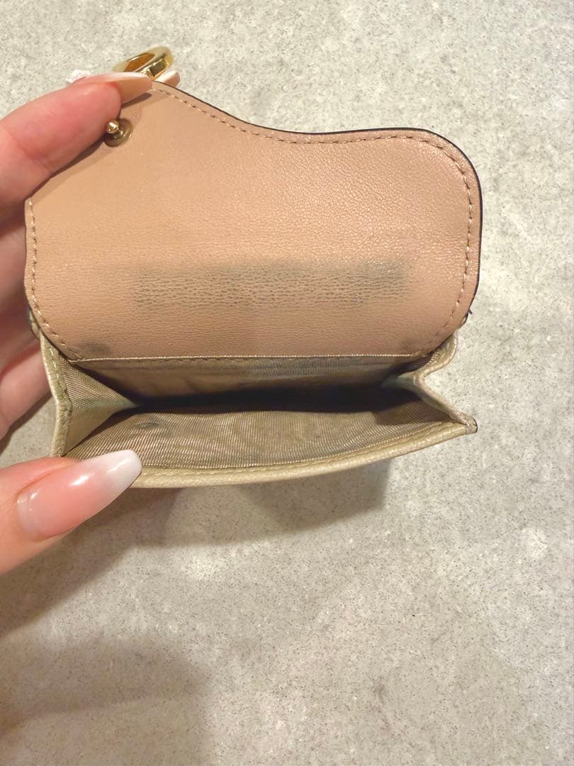 Dior 三つ折り財布 ベージュ/ピンク　箱付き