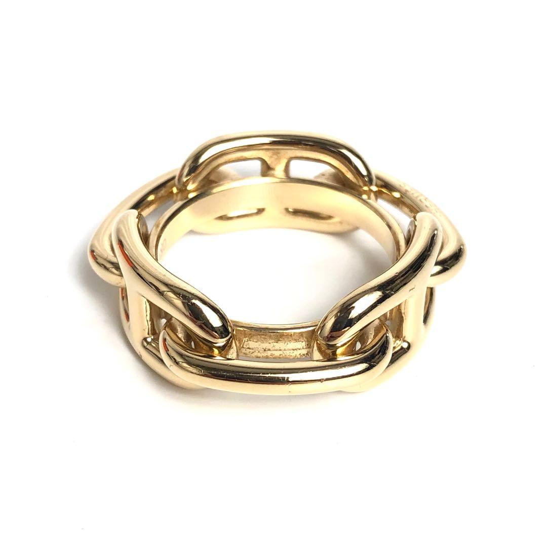 【良品】HERMES エルメス スカーフリング シェーヌダンクル ゴールドカラー