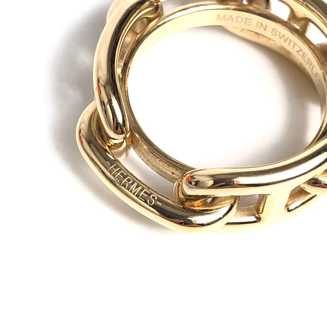 【良品】HERMES エルメス スカーフリング シェーヌダンクル ゴールドカラー