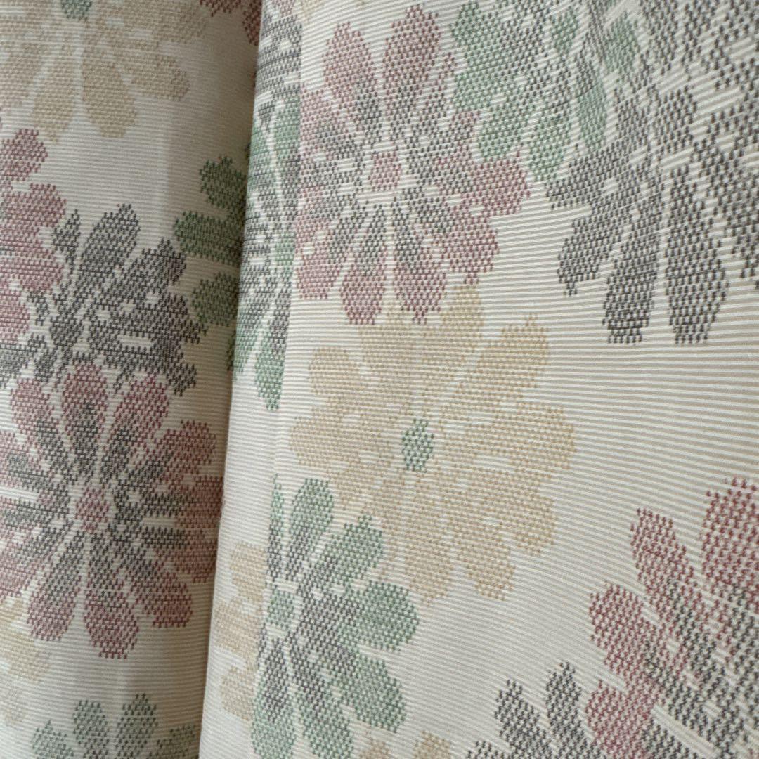 大島紬　白大島　菊尽くし　単　多色　着物　広衿　小紋　きくづくし　花柄　正絹