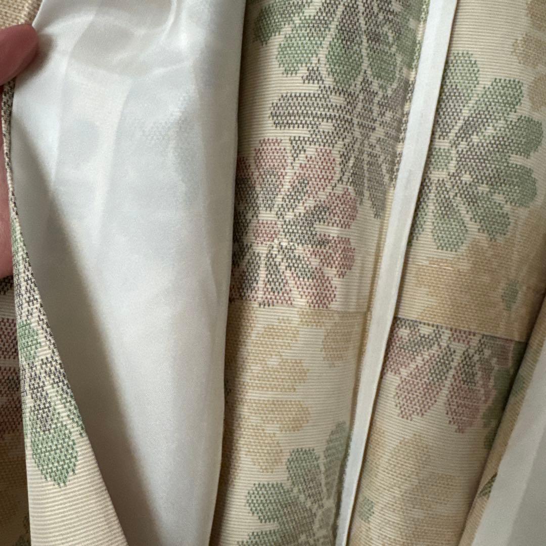 大島紬　白大島　菊尽くし　単　多色　着物　広衿　小紋　きくづくし　花柄　正絹