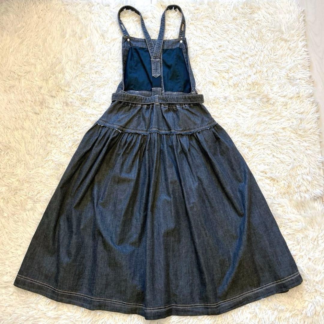 エムズグレイシー　ロングデニムワンピース　ジャンパースカート　ウエストリボン38