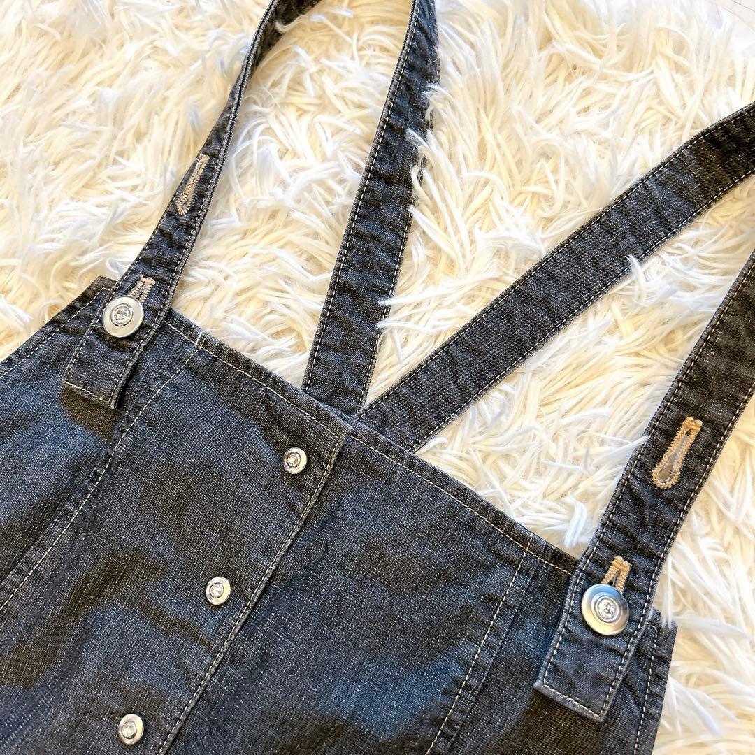 エムズグレイシー　ロングデニムワンピース　ジャンパースカート　ウエストリボン38