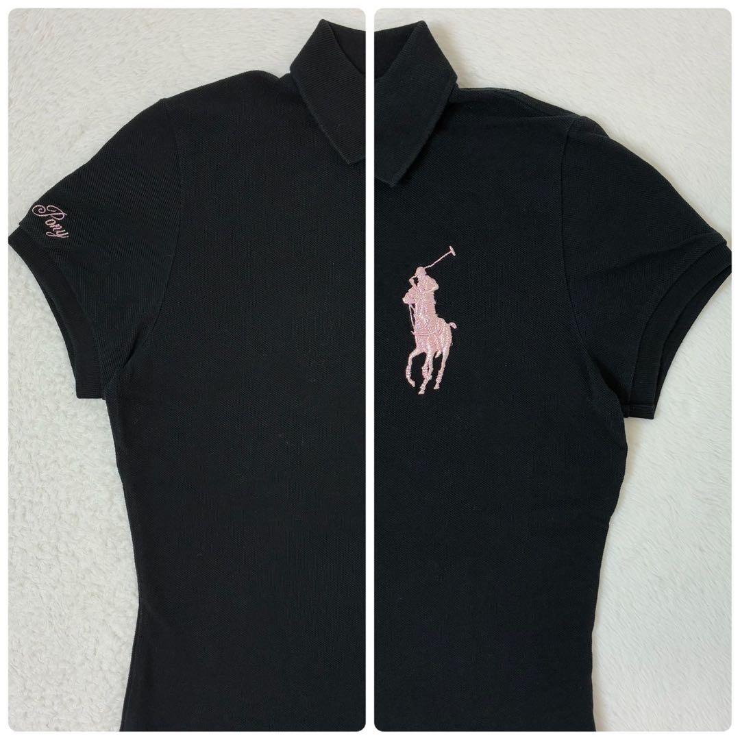 ラルフローレン　ポロシャツ　半袖　ピンクポニー　ビックポニー　ブラック　Sサイズ