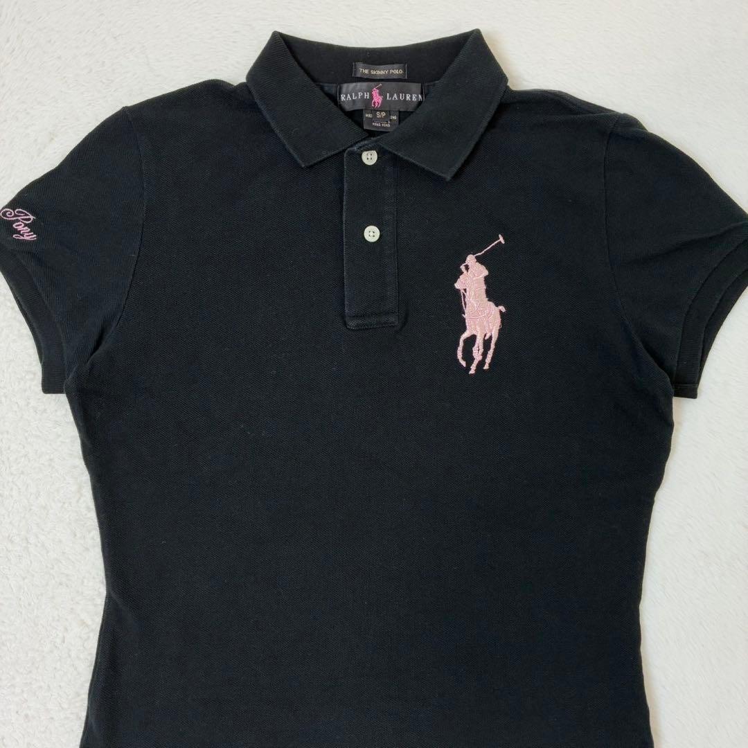 ラルフローレン　ポロシャツ　半袖　ピンクポニー　ビックポニー　ブラック　Sサイズ