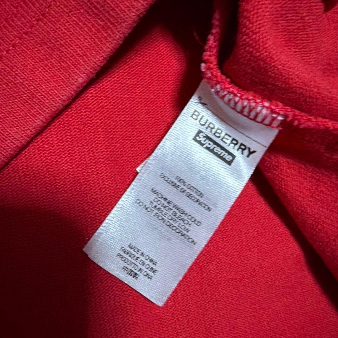 22ss Supreme BURBERRY Rugby ラガーシャツ　L 赤