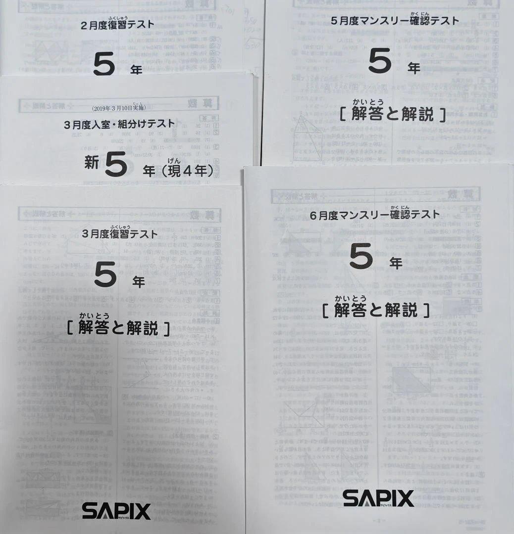2019年 サピックス5年 マンスリー入室組分け復習テスト SAPIX 14 回