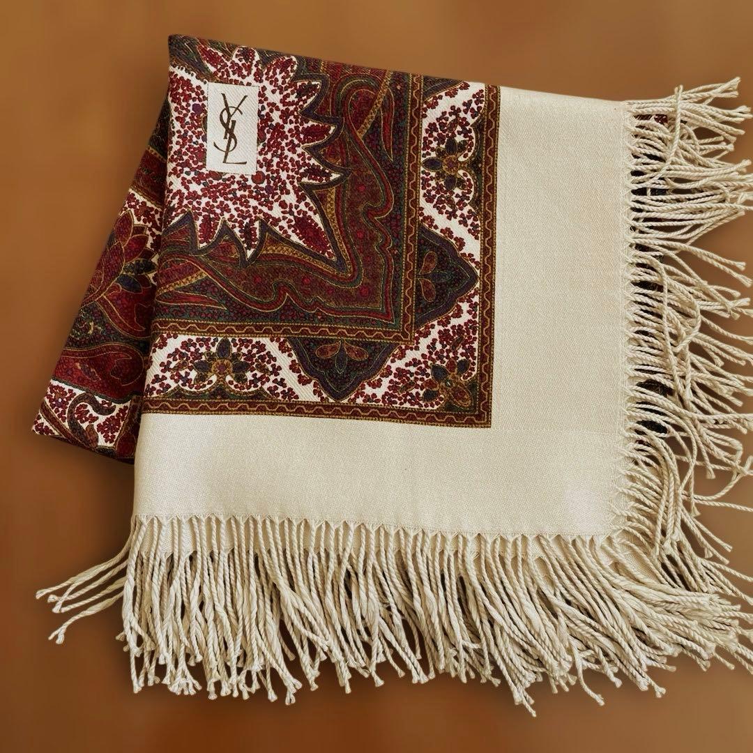 Yves Saint Laurent ペイズリー ストール 145㎝