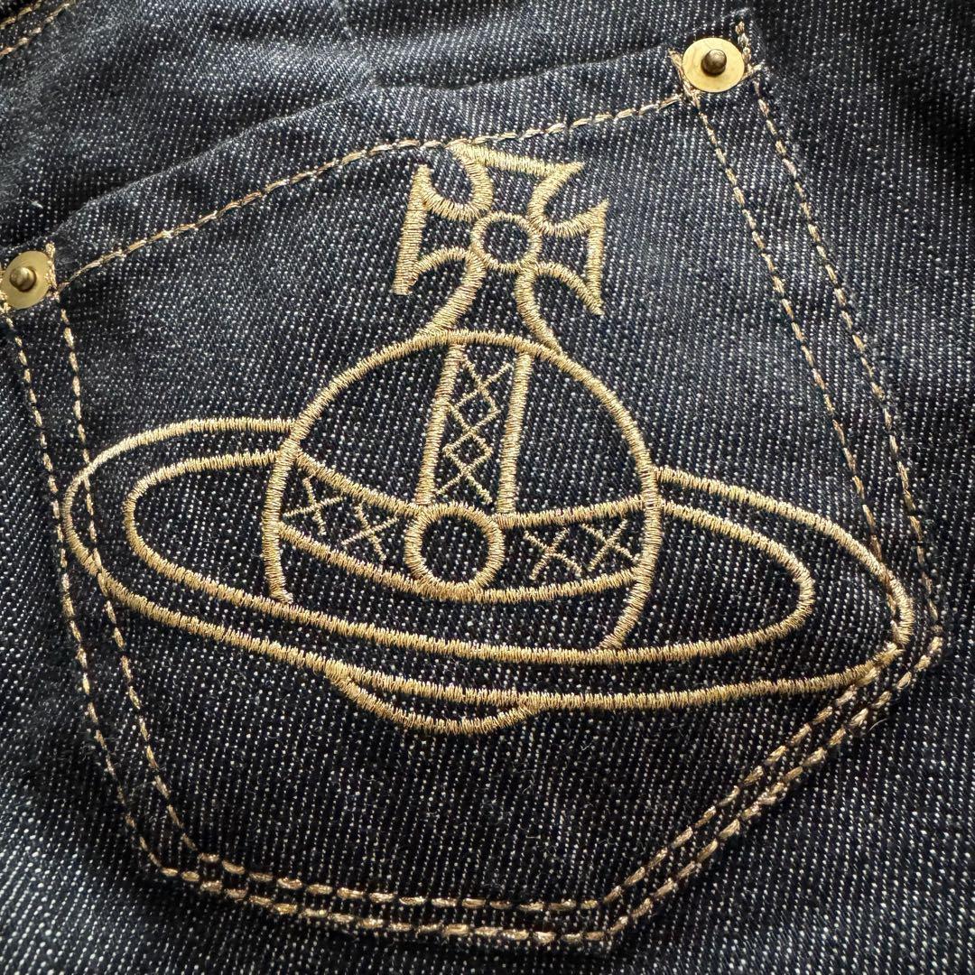 ヴィヴィアンウエストウッドレッドレーベル　ミニスカート　デニム　オーブ　金ボタン