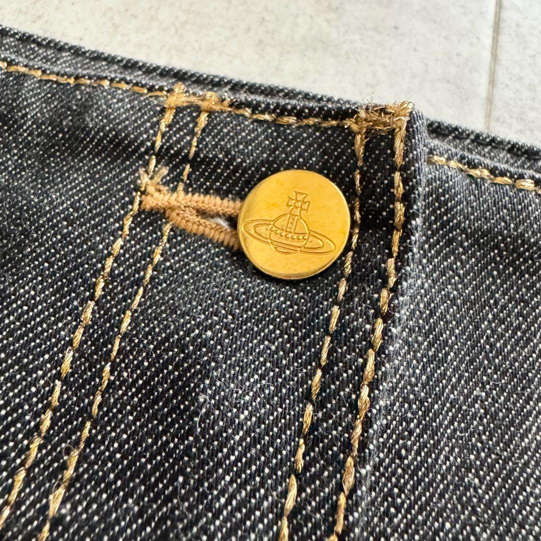 ヴィヴィアンウエストウッドレッドレーベル　ミニスカート　デニム　オーブ　金ボタン