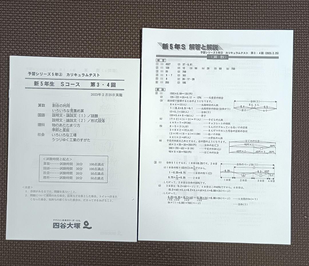 小5 カリキュラムテスト 早稲田アカデミー 2023年