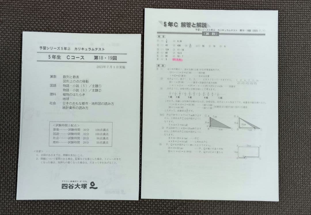 小5 カリキュラムテスト 早稲田アカデミー 2023年
