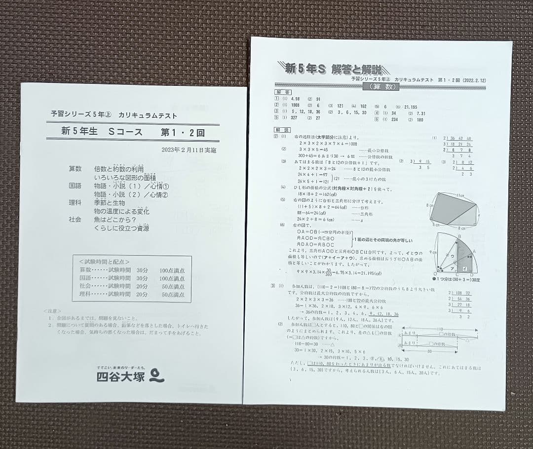 小5 カリキュラムテスト 早稲田アカデミー 2023年