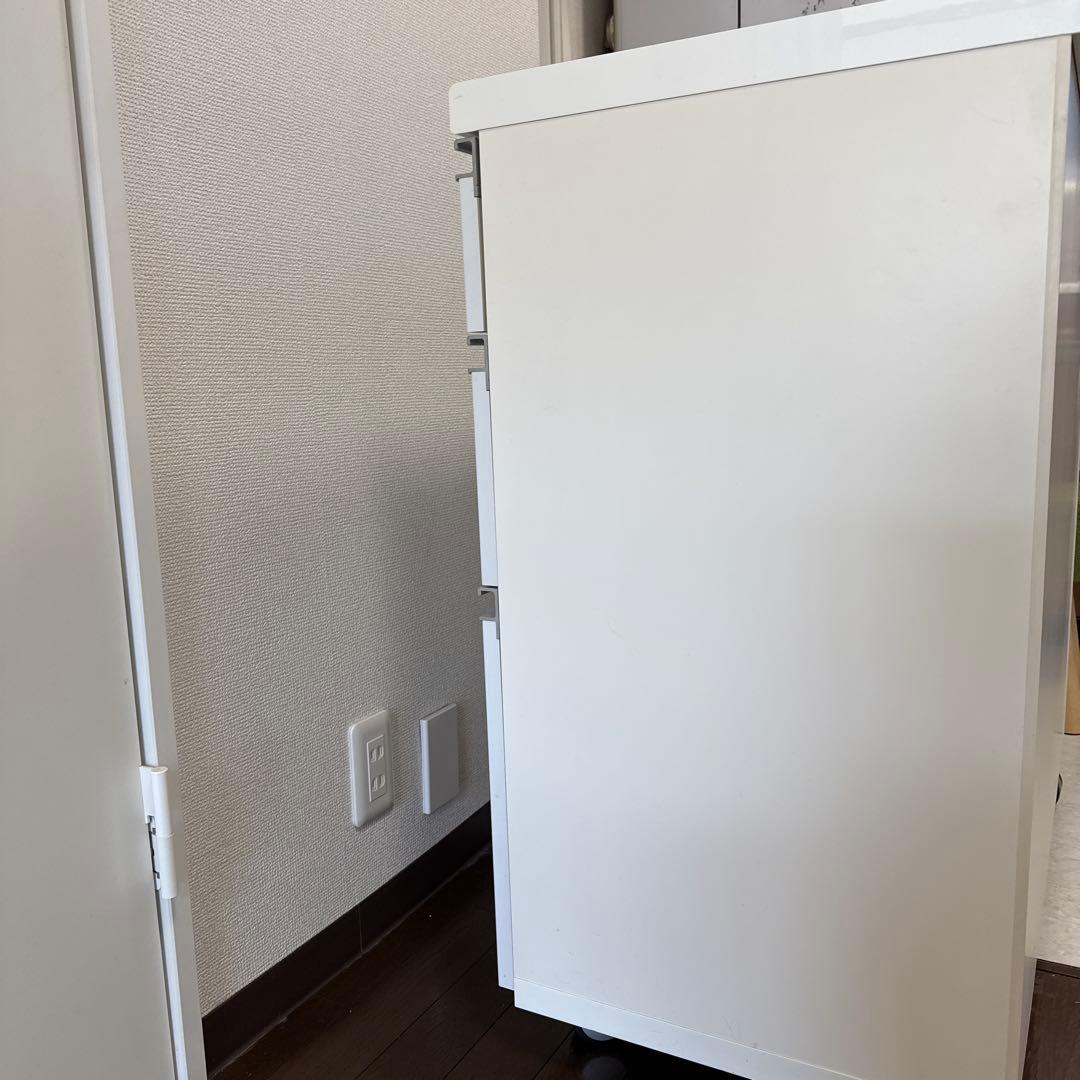 パモウナ キッチンカウンター 白 キャスター付き