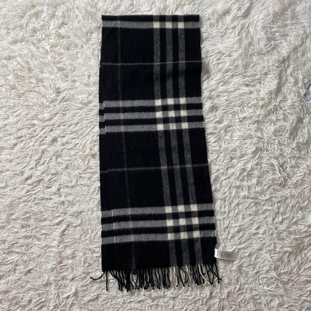 【美品】バーバリー　現行　マフラー　ノバチェック　カシミヤ100%　白タグ