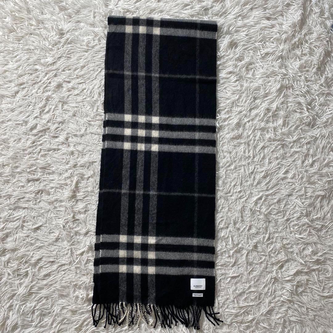 【美品】バーバリー　現行　マフラー　ノバチェック　カシミヤ100%　白タグ