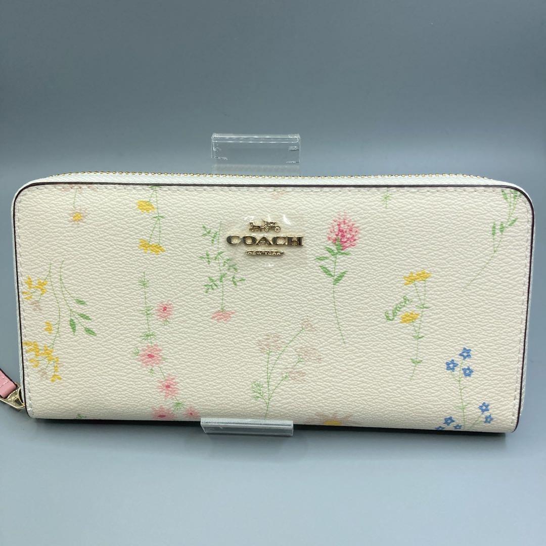 新品　未使用　箱付き　COACH コーチ 長財布 アコーディオンジップ 花柄