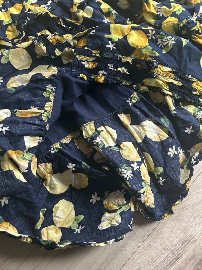 【美品】PINK HOUSE ピンクハウス レモン柄 段々ワンピース ティアード