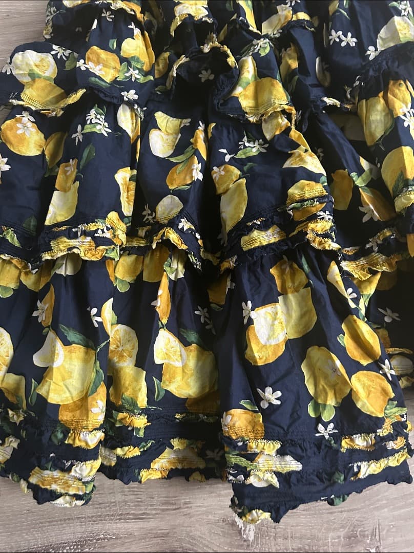 【美品】PINK HOUSE ピンクハウス レモン柄 段々ワンピース ティアード