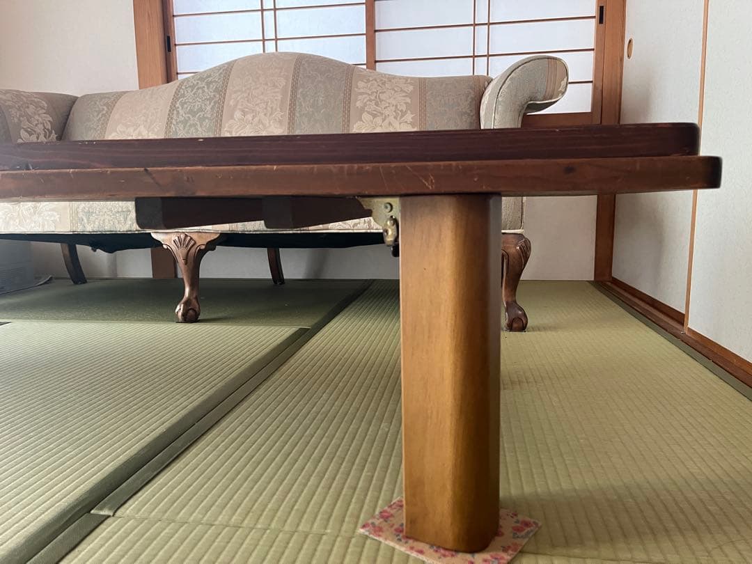 折りたたみ足　木製ローテーブル　こたつ用天板付