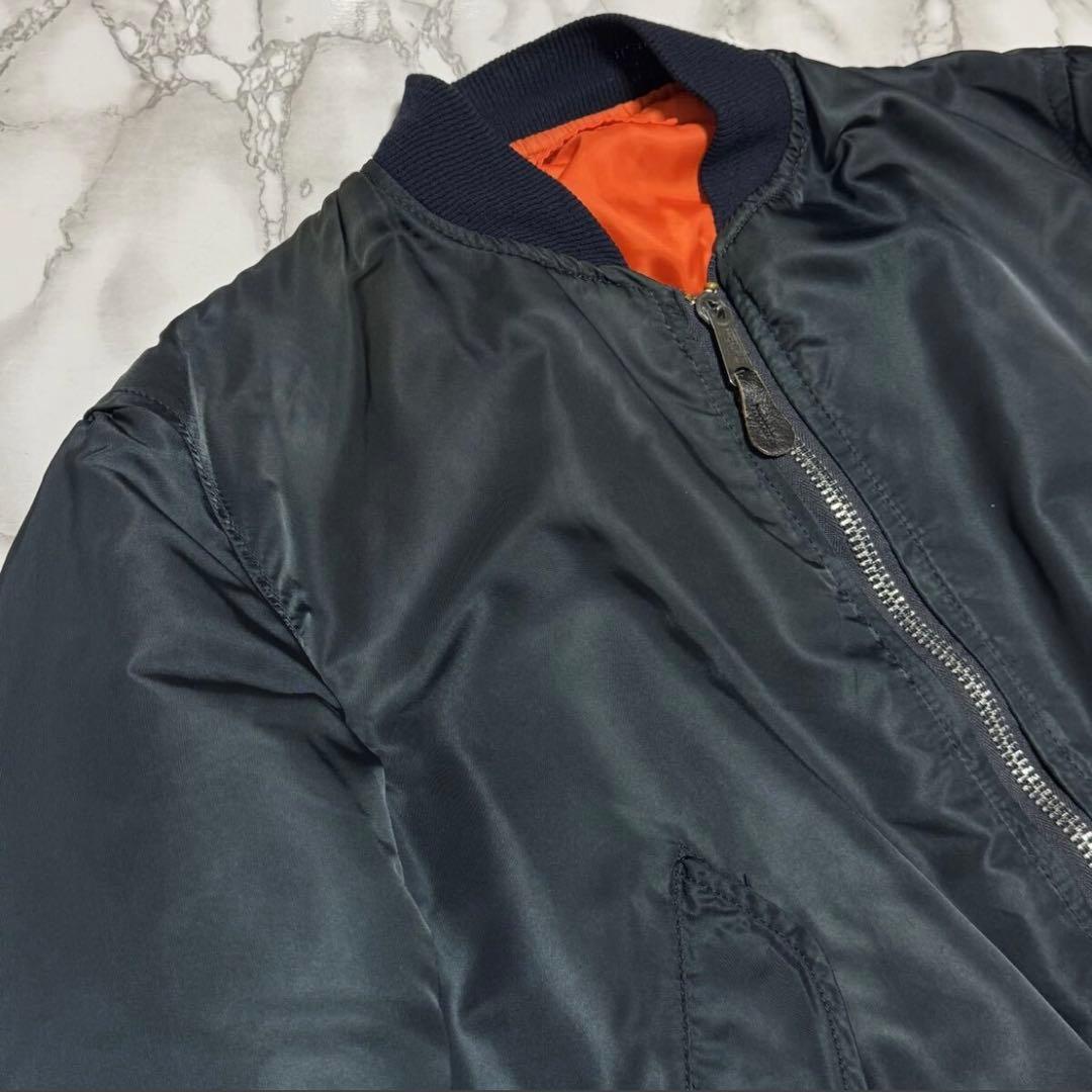 美品/旧タグ三本線【USA製】80s ALPHA ma1 　Mサイズ　ネイビー