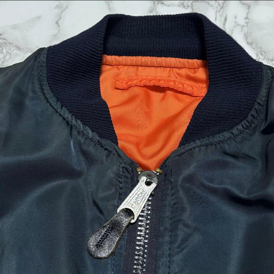 美品/旧タグ三本線【USA製】80s ALPHA ma1 　Mサイズ　ネイビー