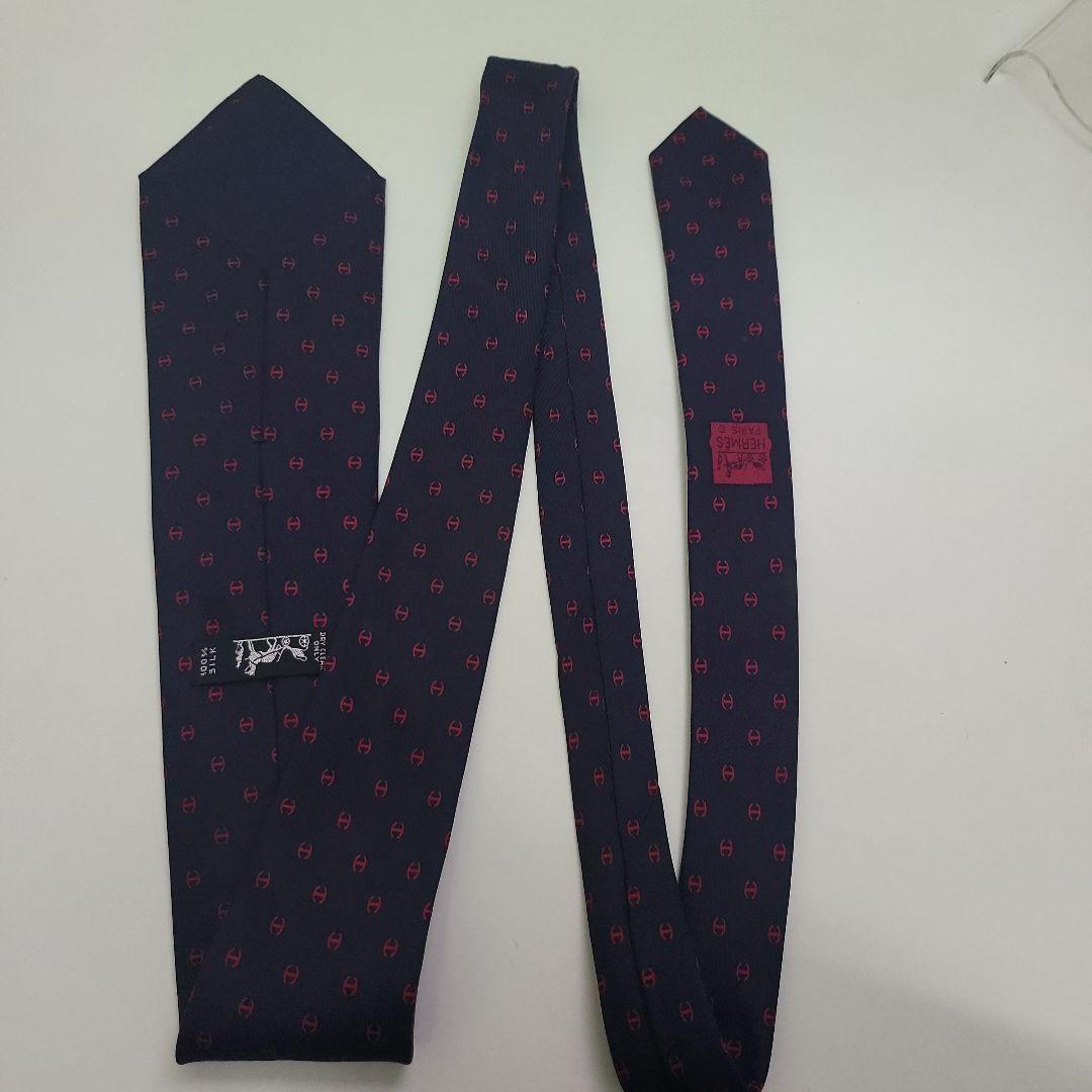 t*y様 美品✨ HERMES エルメス ネクタイ 総柄 ネイビー