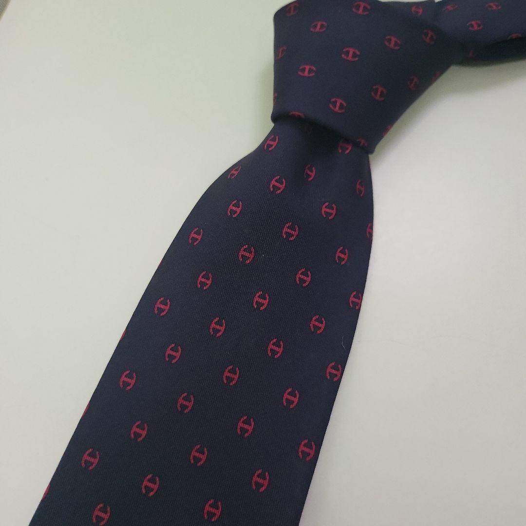 t*y様 美品✨ HERMES エルメス ネクタイ 総柄 ネイビー