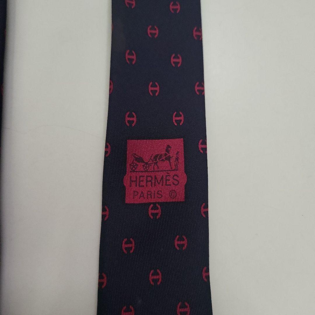 t*y様 美品✨ HERMES エルメス ネクタイ 総柄 ネイビー