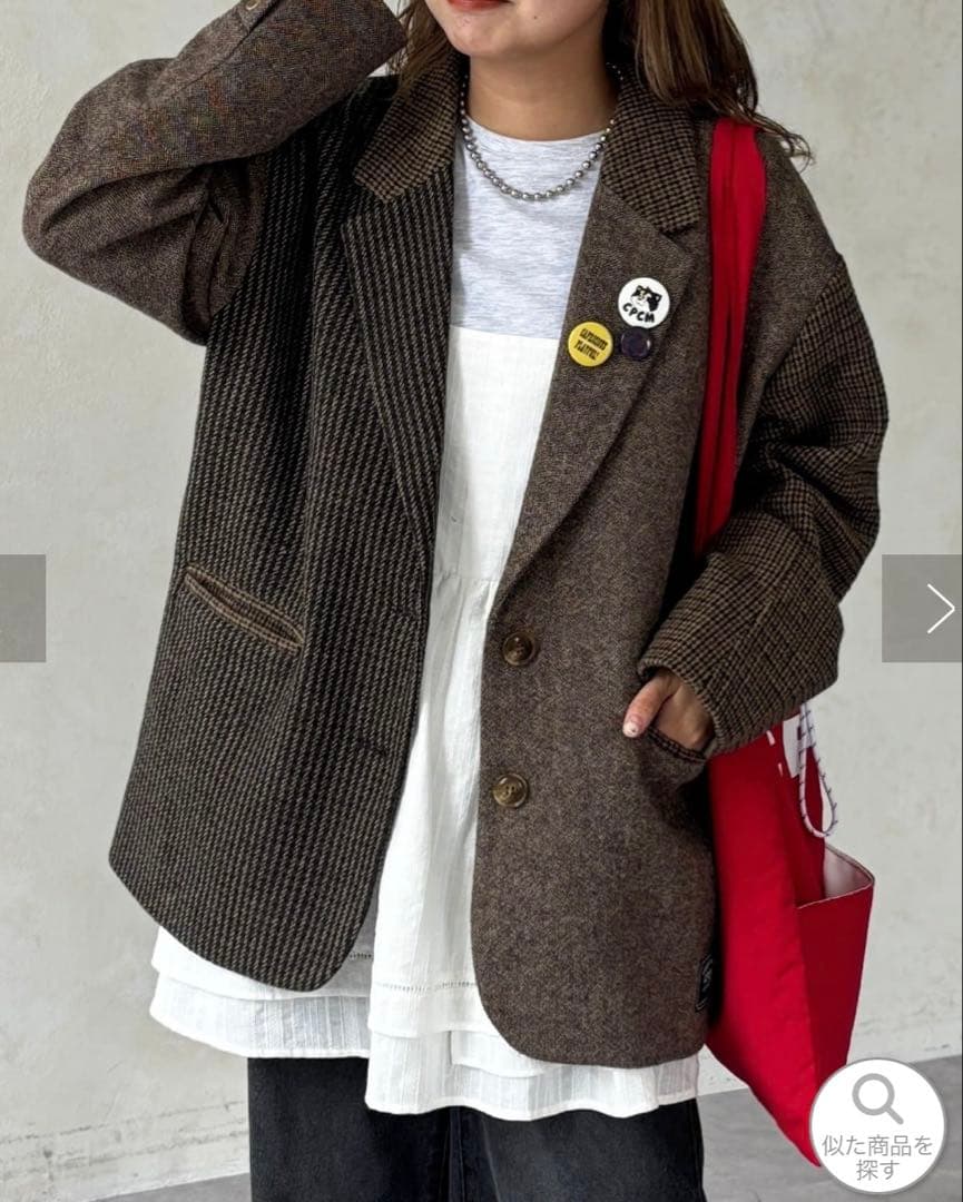 【完売】缶バッジ付ツイードテーラードジャケット