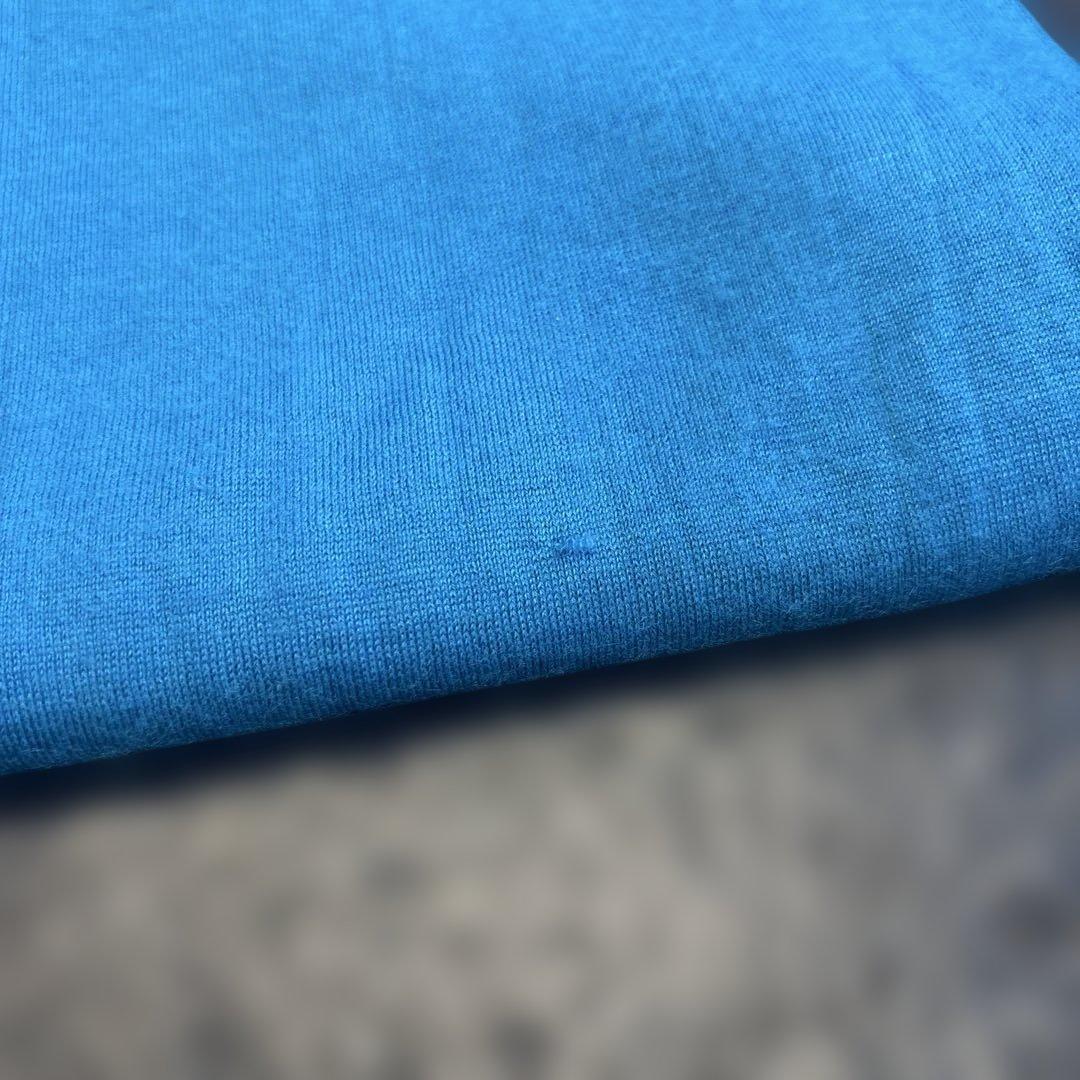 HERMES カシミア　シルク マフラー ブルーブラウン　Hロゴ