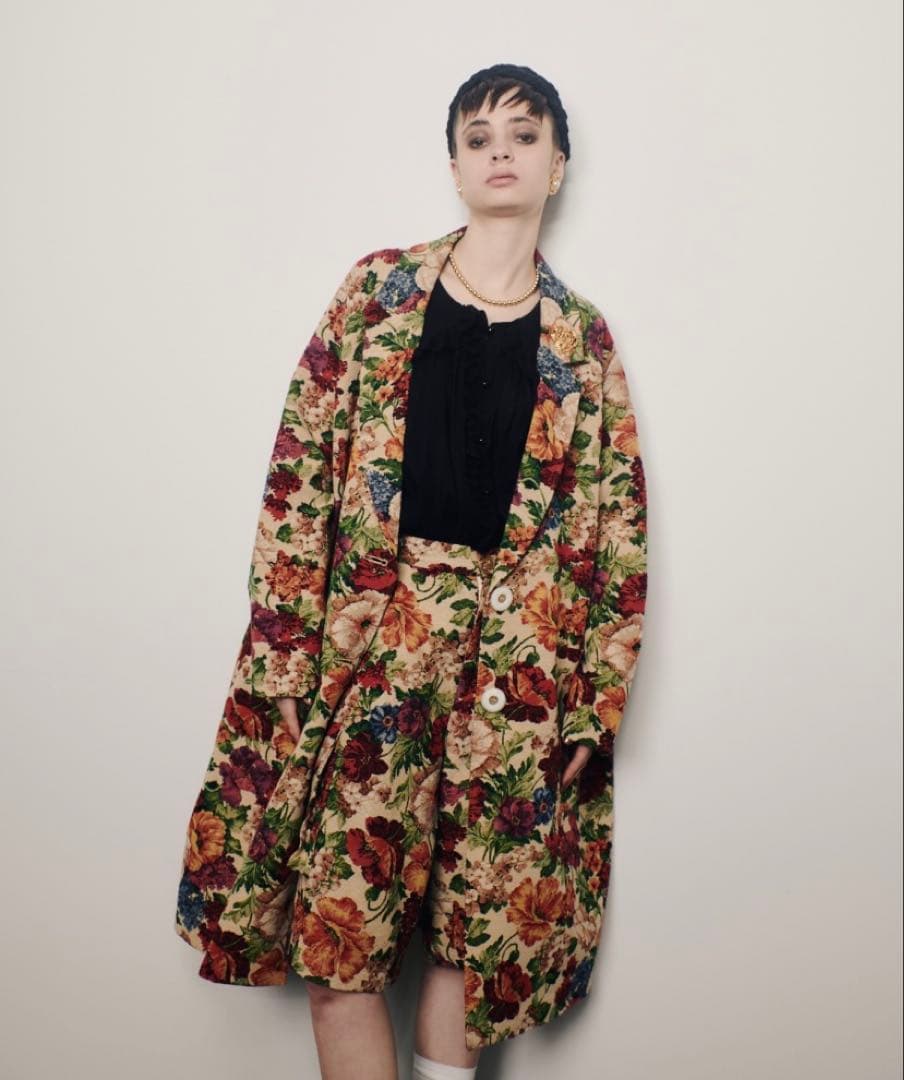 manana suerte ゴブランチェスターコート　花柄　限定モデル