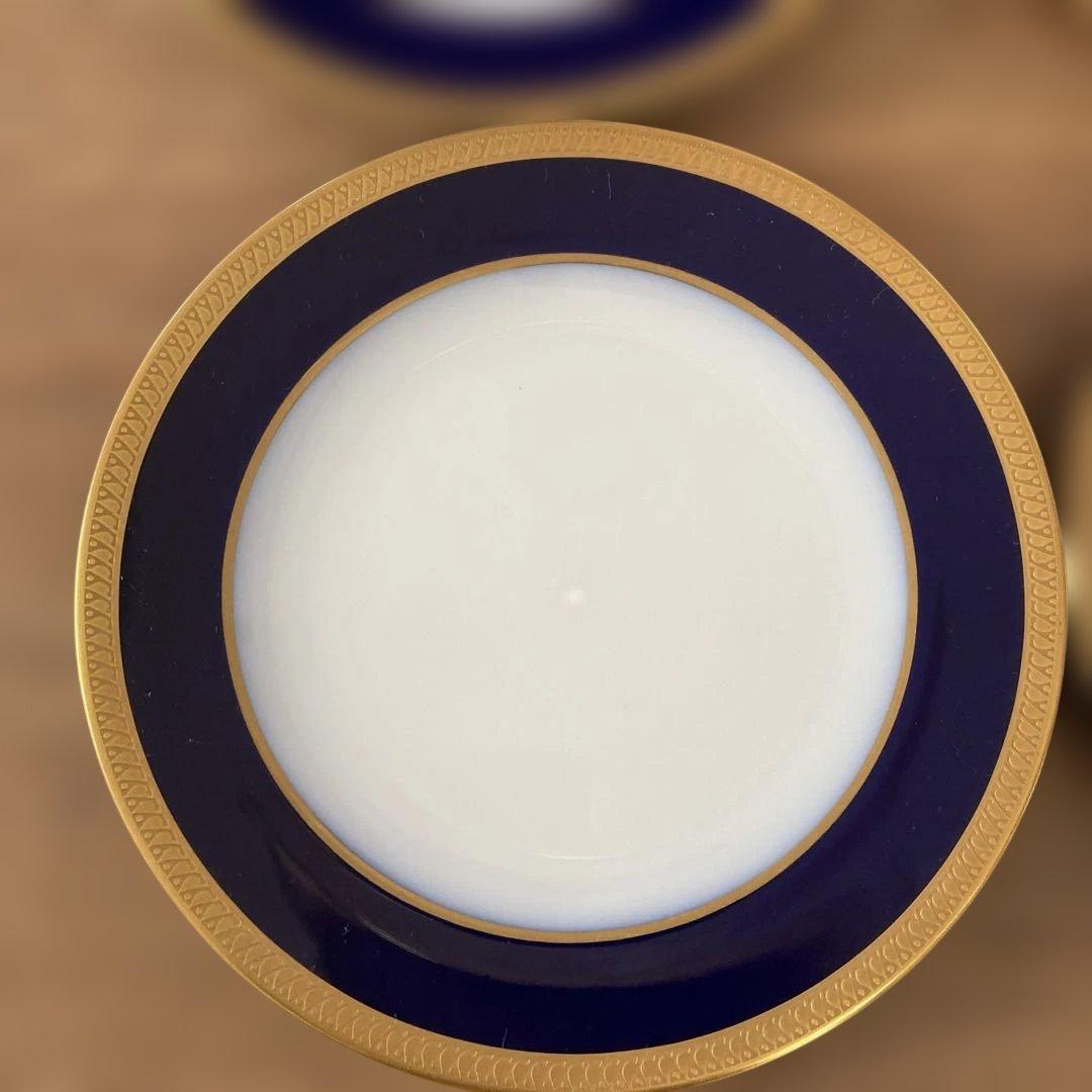 【ひろちゃん】大倉陶園　瑠璃片葉金蝕　17cmプレート4枚セット