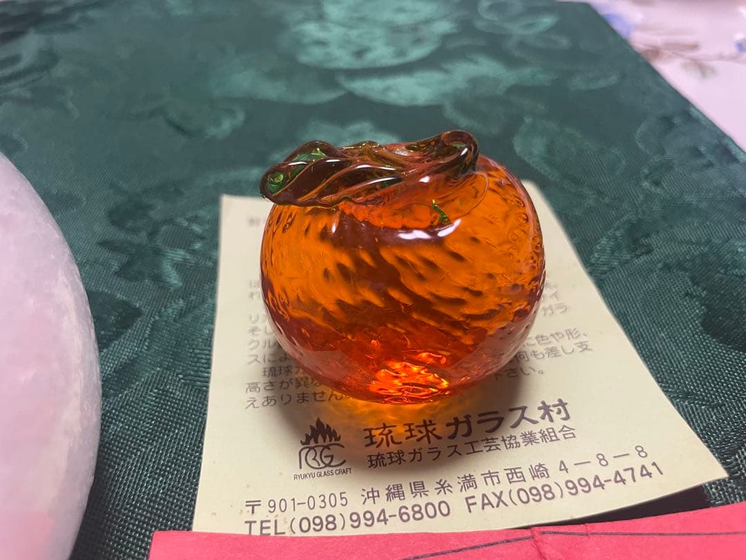 琉球ガラス　鏡餅　赤い紐付き 12cm