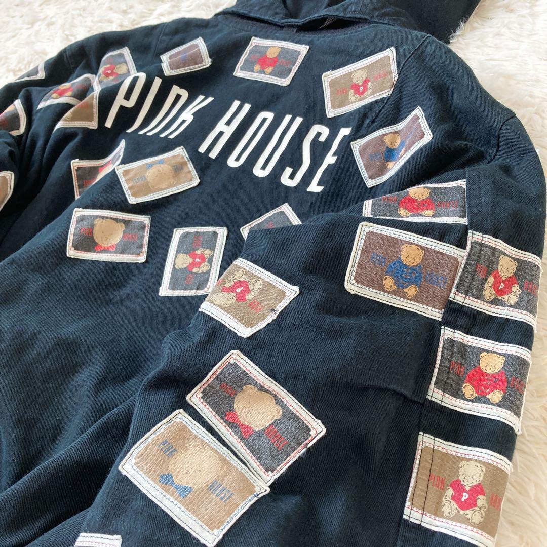 ピンクハウス　くま　フード付き　ブルゾン　黒　テディベア　F ファスナー