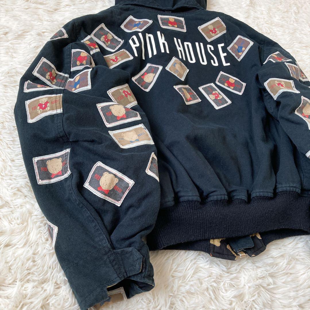 ピンクハウス　くま　フード付き　ブルゾン　黒　テディベア　F ファスナー