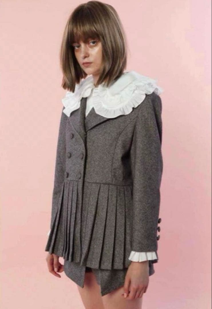 エピヌépine pleats frill jacket herringbone