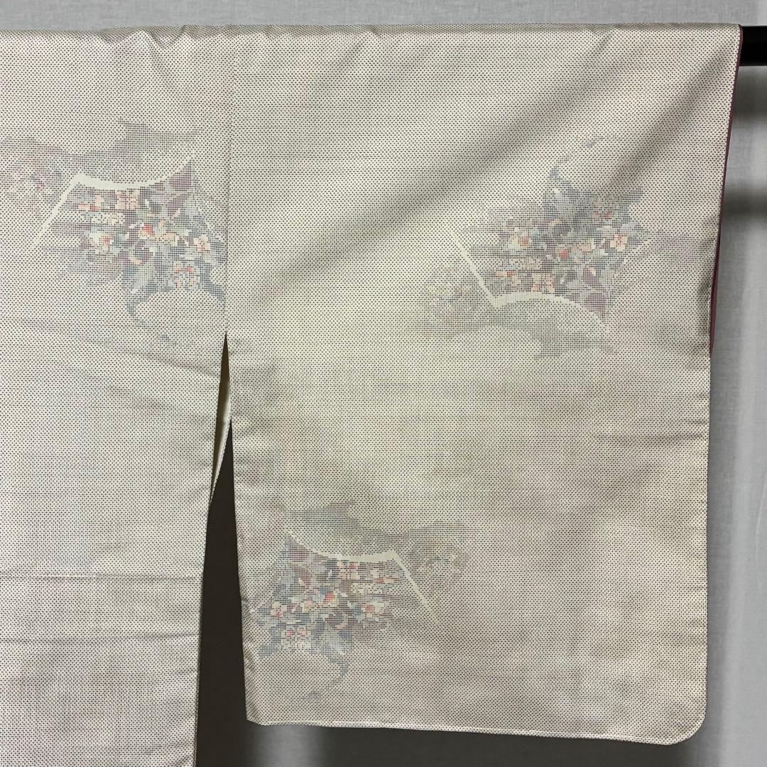 専用 D90 本場白大島紬 花模様 正絹 着物 袷 しつけ糸付き未使用極美品