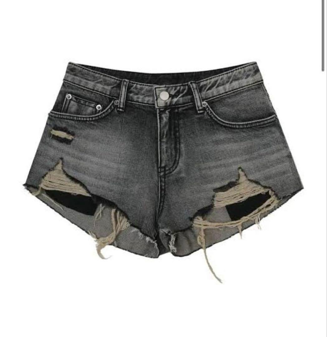 パンツ BOHEMSEO DESTROYED GRAY DENIM SHORTS