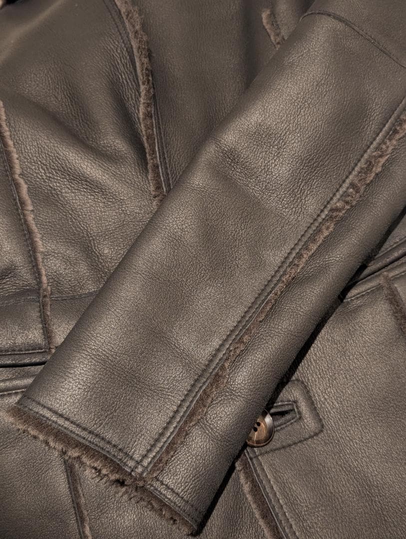 wjk リアル ムートン レザー チェスター コート Ｓ ブラック