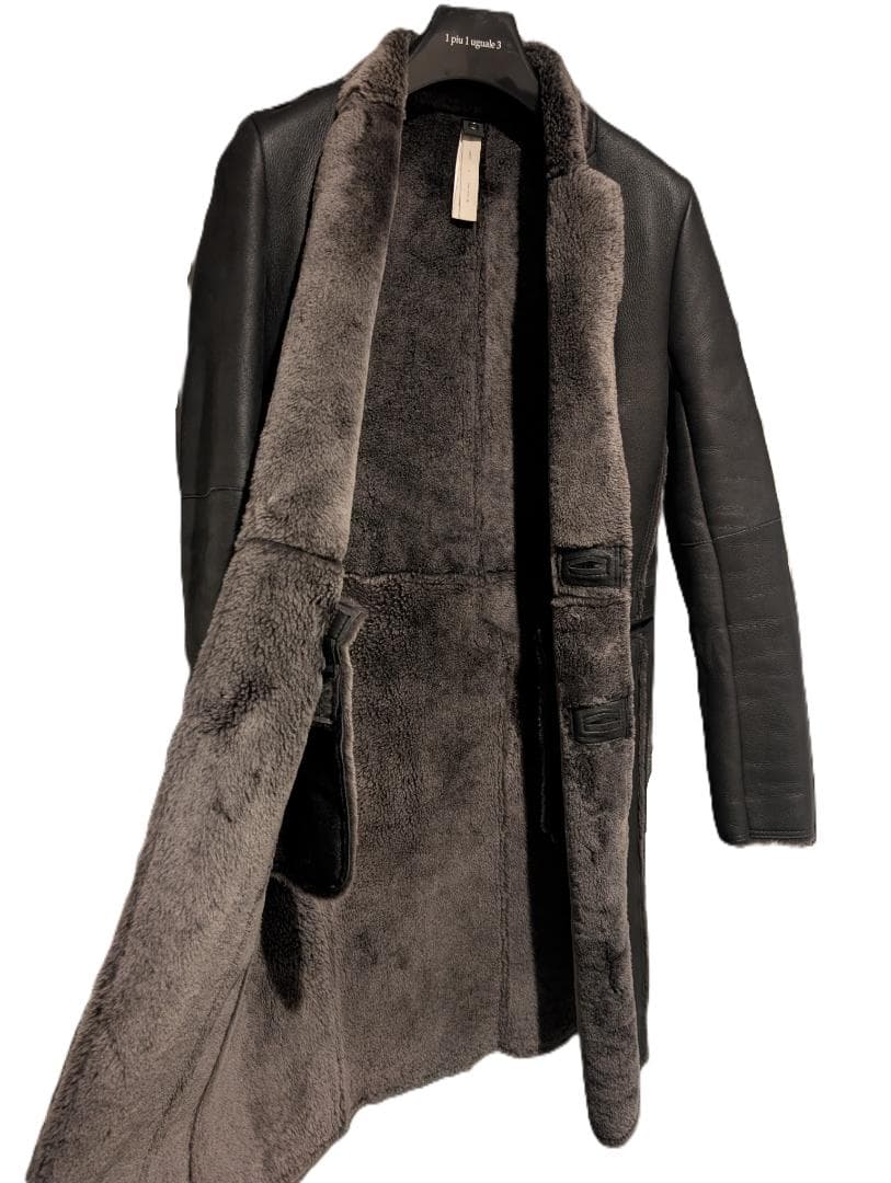 wjk リアル ムートン レザー チェスター コート Ｓ ブラック