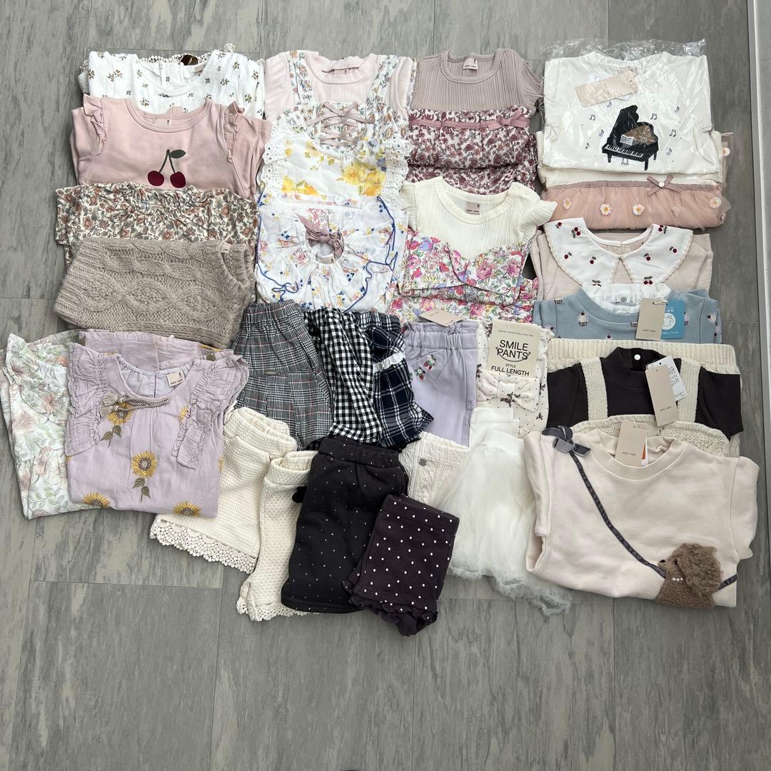 新品含 女の子 ベビー 出産準備 入園準備 プティマイン お洋服まとめ売り30点